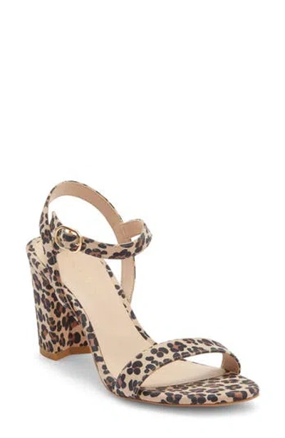 Stuart Weitzman Dancer 75 Block Heel Sandal In Golden Beige/almond