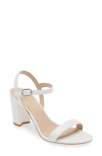 Stuart Weitzman Dancer 75 Block Heel Sandal In White.