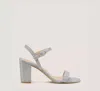 Stuart Weitzman Dancer 75 Block Sandal In Silver