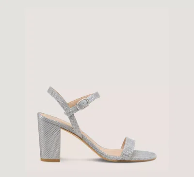Stuart Weitzman Dancer 75 Block Sandal In Silver