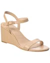 Stuart Weitzman Dancer 75 Leather Wedge Sandal In Beige
