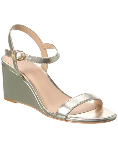 Stuart Weitzman Dancer 75 Leather Wedge Sandal In Gold