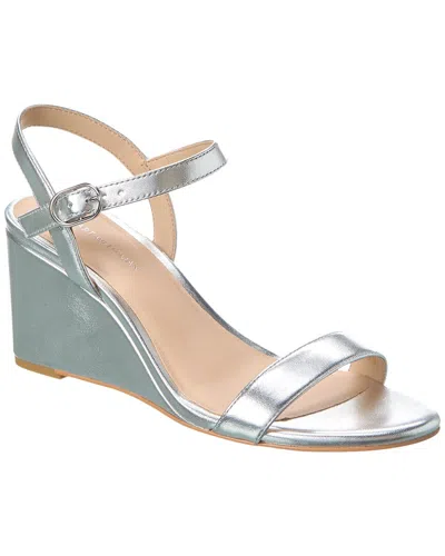 Stuart Weitzman Dancer 75 Leather Wedge Sandal In Silver