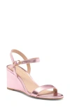 Stuart Weitzman Dancer 75 Leather Wedge Sandal In Cotton Candy