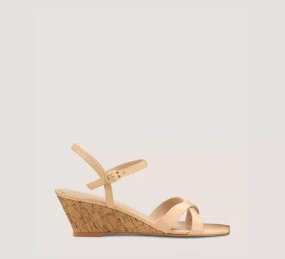 Stuart Weitzman Dani 50 Wedge In Golden Beige