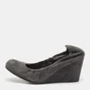 Stuart Weitzman Dark Grey Suede Scrunch Wedge Pumps In Multi