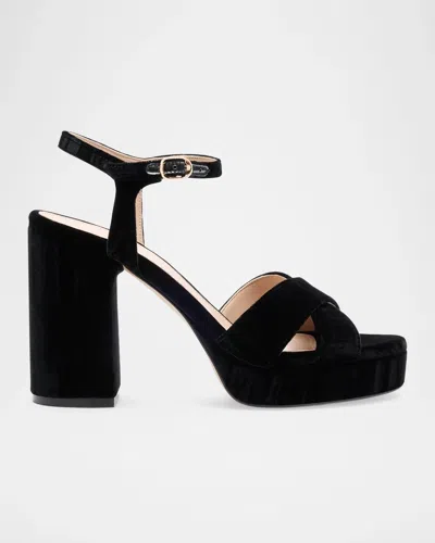 Stuart Weitzman Dayna 110mm Suede Platform Sandals In Black