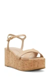 Stuart Weitzman Dayna Leather Crisscross Wedge Sandals In Adobe