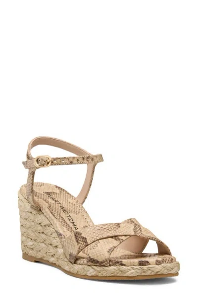 Stuart Weitzman 65mm Dayna Snake-printed Leather Espadrille Wedge Sandals In Brown