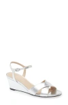 Stuart Weitzman Dayna Ankle Strap Wedge Sandal In Silver