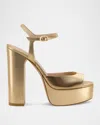 Stuart Weitzman Dayna Boost Metallic Leather Platform Sandals
