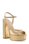 Stuart Weitzman Dayna Boost Metallic Leather Platform Sandals