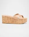 Stuart Weitzman Dayna Crisscross Wedge Platform Sandals In Adobe