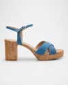 Stuart Weitzman Dayna Denim Crisscross Platform Sandals In Washed