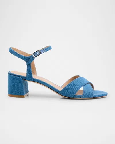 Stuart Weitzman Dayna Denim Crisscross Sandals In Washed