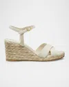 Stuart Weitzman Dayna Denim Crisscross Wedge Espadrilles In Linen/natural Suede