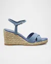 Stuart Weitzman Dayna Denim Crisscross Wedge Espadrilles In Washed/natural
