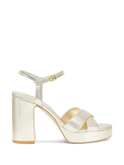 Stuart Weitzman Dayna Metallic Leather Platform Sandals In White