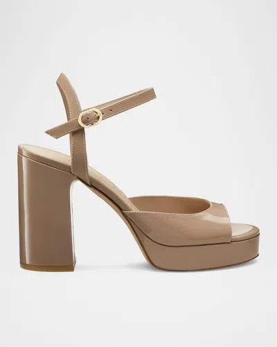 Stuart Weitzman Dayna Ii Leather Platform Sandals In Brown