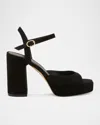 Stuart Weitzman Dayna Ii Suede Ankle-strap Platform Sandals In Black