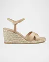 Stuart Weitzman Dayna Leather Crisscross Espadrille Sandals In Adobe/natural
