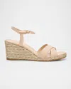 Stuart Weitzman Dayna Leather Crisscross Espadrille Sandals In Barely Beigenatural