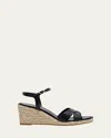 Stuart Weitzman Dayna Leather Crisscross Espadrille Sandals In Black