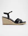 Stuart Weitzman Dayna Leather Crisscross Espadrille Sandals In Blacknatural
