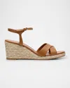 Stuart Weitzman Dayna Leather Crisscross Espadrille Sandals In Brown