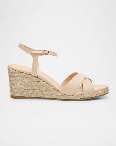 STUART WEITZMAN DAYNA LEATHER CRISSCROSS ESPADRILLE SANDALS