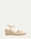 Stuart Weitzman Dayna Leather Crisscross Espadrille Sandals In Neutral