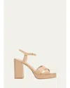 Stuart Weitzman Dayna Leather Crisscross Platform Sandals In Neutral