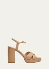 Stuart Weitzman Dayna Leather Crisscross Platform Sandals In Adobe