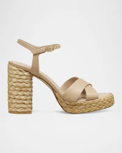 STUART WEITZMAN DAYNA LEATHER CRISSCROSS PLATFORM SANDALS