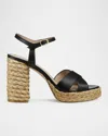 Stuart Weitzman Dayna Leather Crisscross Platform Sandals In Black/natural