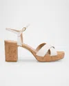 Stuart Weitzman Dayna Leather Crisscross Platform Sandals In Cream Leather