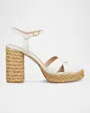 Stuart Weitzman Dayna Leather Crisscross Platform Sandals In Cream/natural