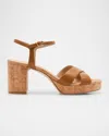 Stuart Weitzman Dayna Leather Crisscross Platform Sandals In Macchiato