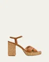 Stuart Weitzman Heel Strap Sandals With Braided Cross Design In Macchiatonatural