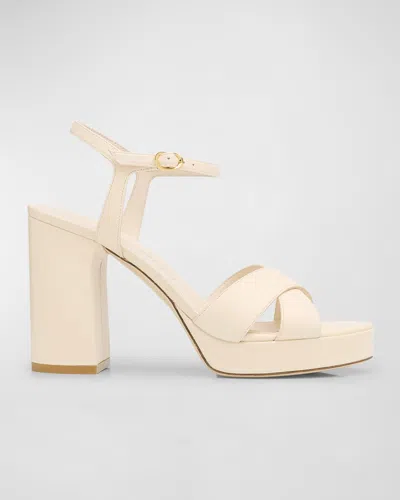 Stuart Weitzman Dayna Leather Crisscross Platform Sandals In Seashell