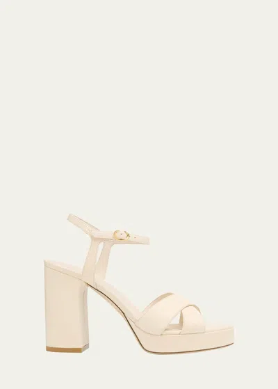 Stuart Weitzman Dayna Leather Crisscross Platform Sandals In Seashell