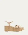 Stuart Weitzman Dayna Leather Crisscross Wedge Sandals