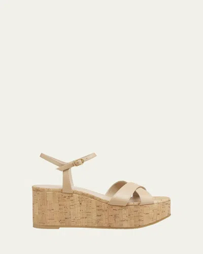 STUART WEITZMAN DAYNA LEATHER CRISSCROSS WEDGE SANDALS