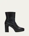 Stuart Weitzman Dayna Leather Platform Booties In Black