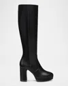 Stuart Weitzman Dayna Leather Platform Boots In Black