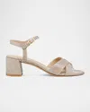 Stuart Weitzman Dayna Metallic Crisscross Ankle-strap Sandals In Poudre