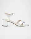 Stuart Weitzman Dayna Metallic Crisscross Ankle-strap Sandals In Silver