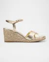 Stuart Weitzman Dayna Metallic Crisscross Espadrille Sandals In Gold