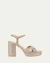 Stuart Weitzman Dayna Metallic Crisscross Platform Sandals In Pink