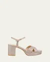 Stuart Weitzman Dayna Metallic Crisscross Platform Sandals In Pink